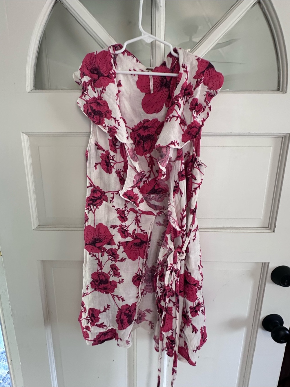 Free People White Dress with Berry Floral Print